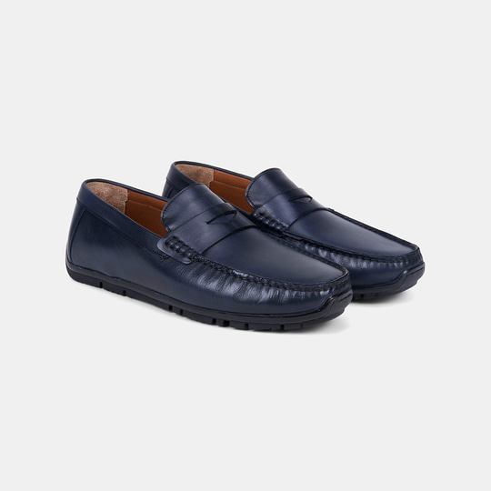 Erkek Lacivert Klasik Deri Loafer
