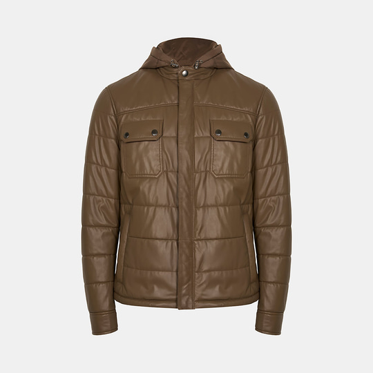 K15003 ERKEK KAPÜŞONLU DERİ MONT