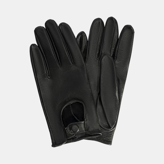 Kadın Siyah Tokalı Deri Eldiven