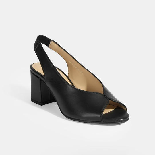 Kadın Siyah DesaComfort Lastik Bantlı Slingback Topuklu