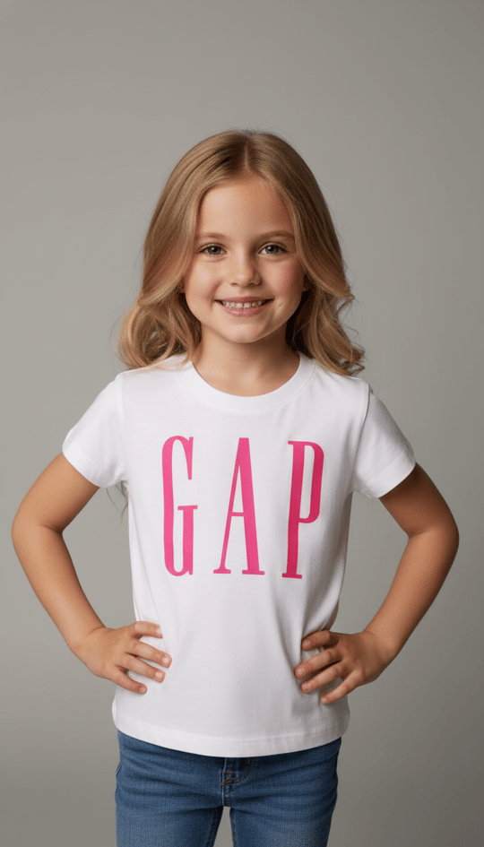 Beyaz Gap Pembe Baskılı Kız Çocuk T-shirt