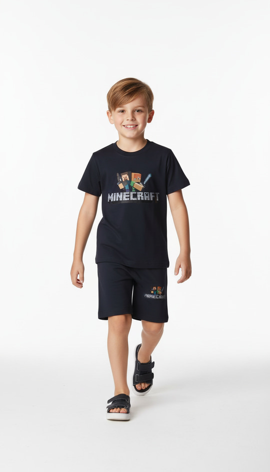 Minecraft Figürlü Şortlu Takım