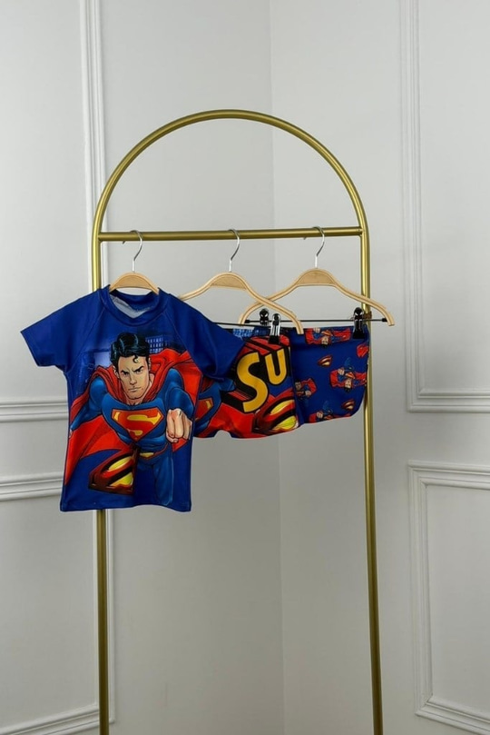 Superman Boneli Şortlu Mayo