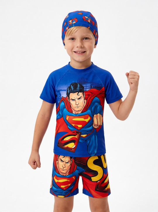 Superman Boneli Şortlu Mayo