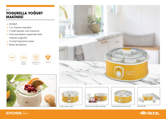 Ariete Yogurella Yoğurt Makinesi - 1,3 Lt 0617/00 | Kenwood Türkiye