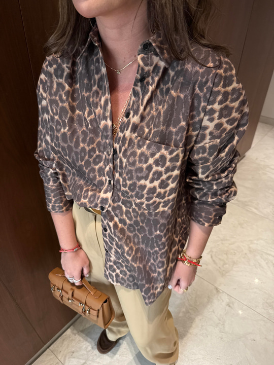 Leopar Desenli , Poplin Gömlek