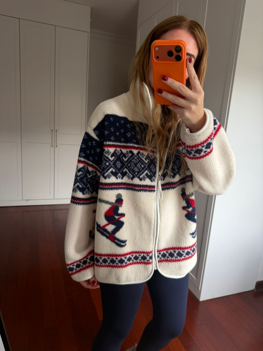 Orijinal Model , Mavi Desenli , Fermuarlı Polar Mont