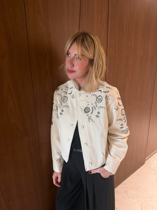 Pul & Nakış İşlemeli , Pamuklu , Gabardin Bomber Ceket
