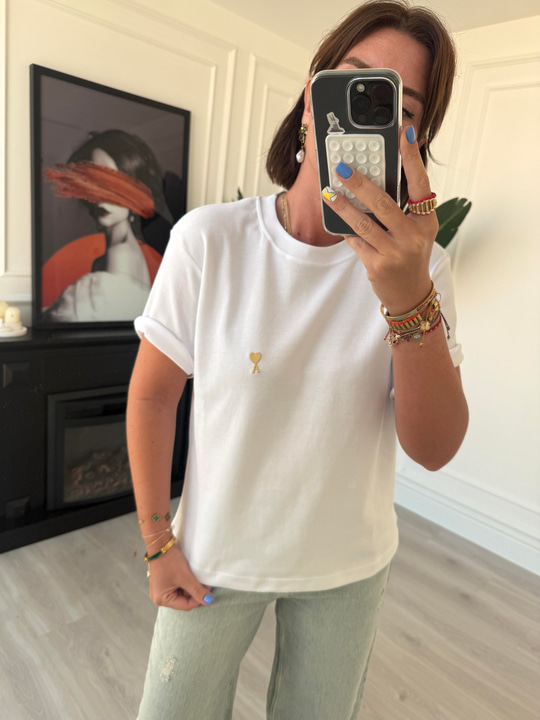 Orijinal Marka , Metal Logolu , %100 Cotton , Beyaz T-shirt