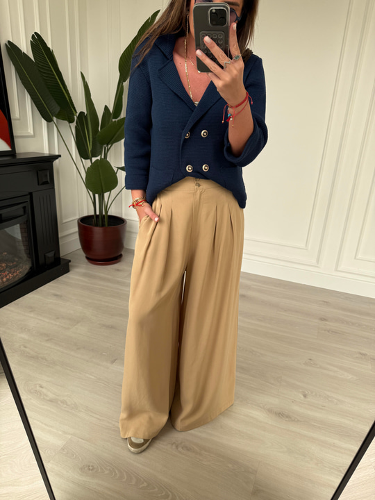 Premium , Arka Beli Lastikli , Camel Tencel Palazzo
