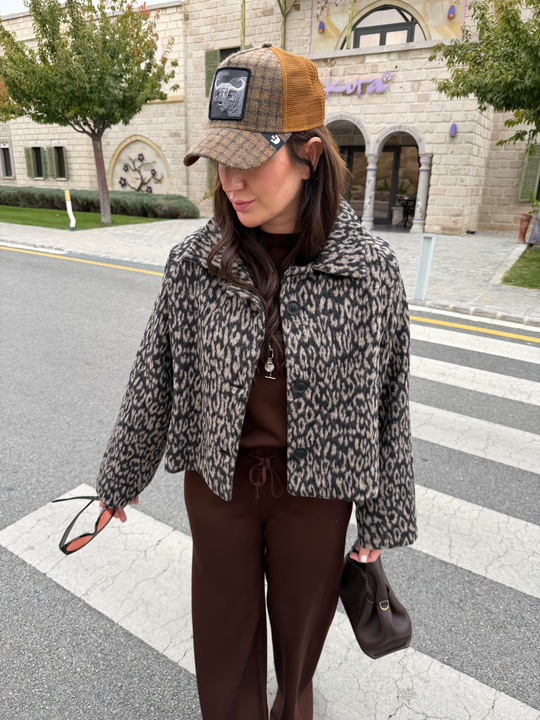 Leopar Desenli , Kaşe Ceket