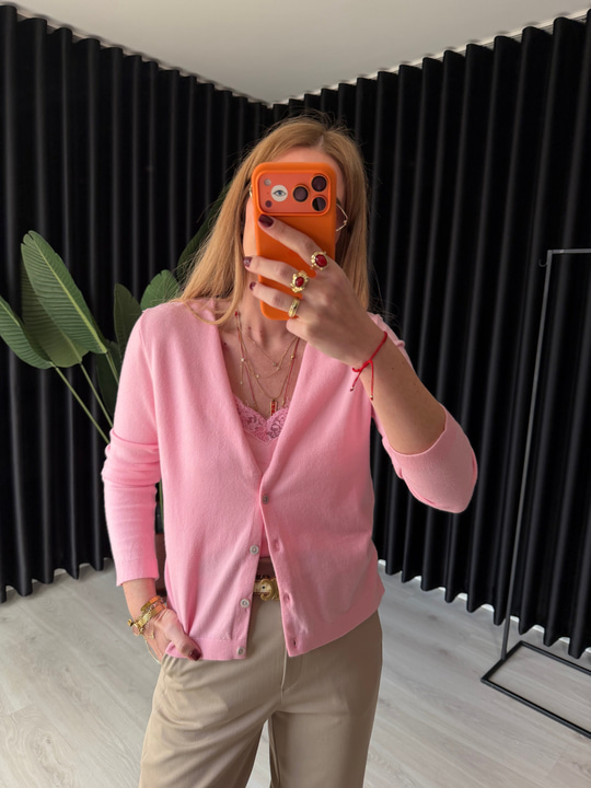 Dantel Bluzlu , Pembe Merserize Takım