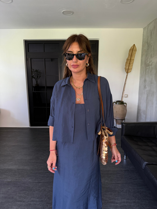 Lacivert , Tencel , Gömlek & Elbise , Modal Takım