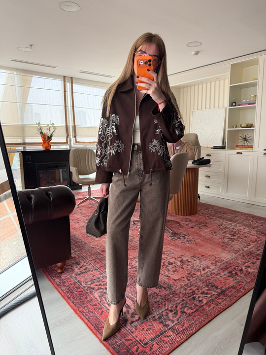 Acıkahve Süet Kemerli , Vizon Jean