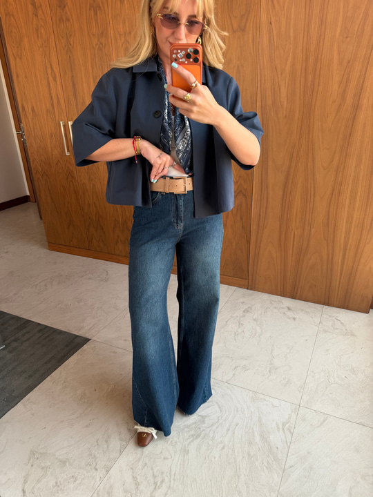 Süet Kemerli , Likralı Blue Jean