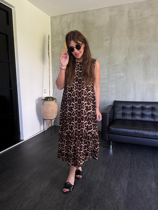 Leopar Desenli , Premium Tiril Elbise