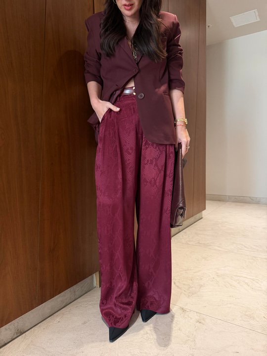 Crocodile Desenli , Bordo Mat Saten Pantolon
