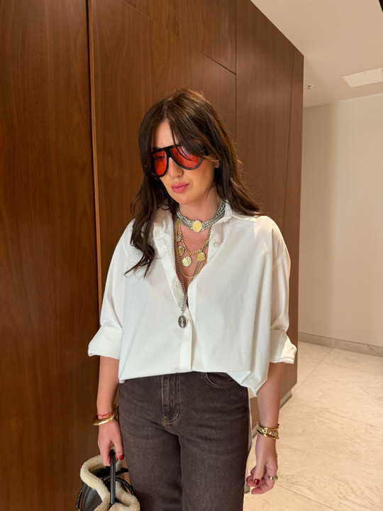 Oversize Beyaz , Poplin Gömlek