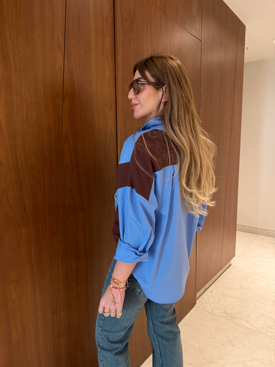Orijinal Model , Triko Garnili , Taş İşlemeli , Tasarım Mavi Gömlek