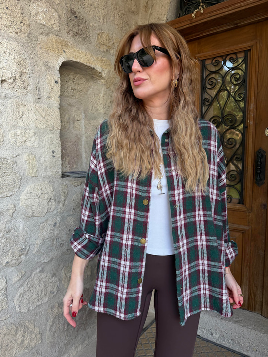 Orijinal Model , Yeşil & Bordo Ekoseli , Oduncu Gömlek