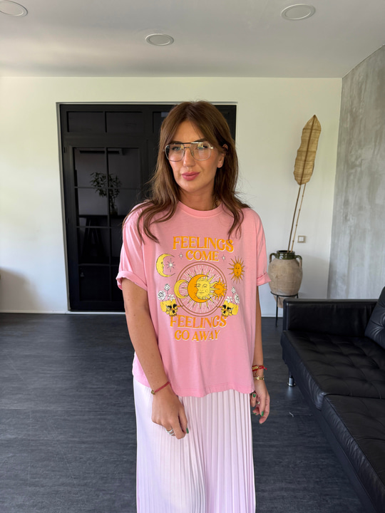 Güneş Baskılı , Pembe T-shirt