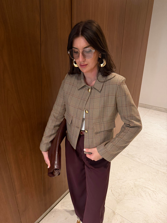 Orijinal Model , Bordo & Kahve Ekoseli , Gold Düğmeli Ceket