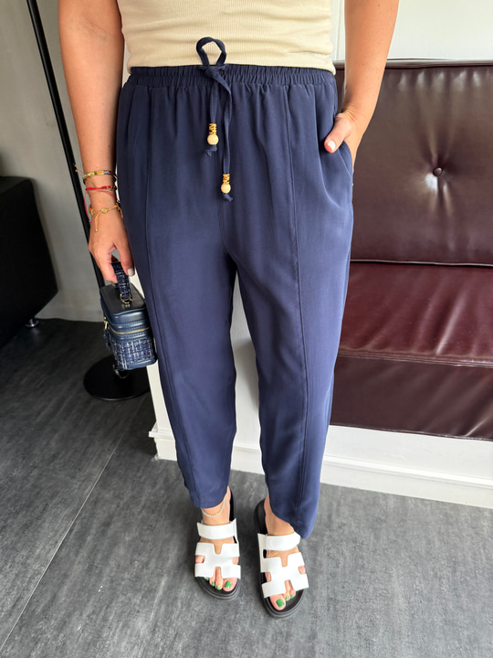 Beli Lastikli , Binici Model , Lacivert , Tencel Pantolon