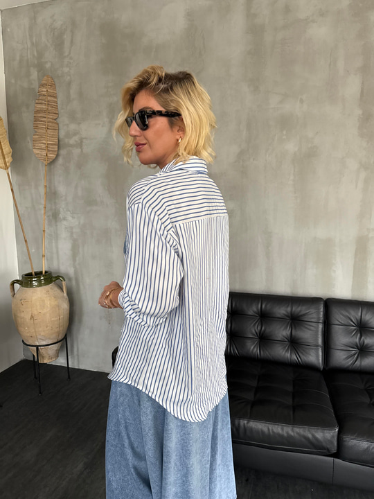 Cebi Jean & Marka Logolu , Çizgili Poplin Gömlek