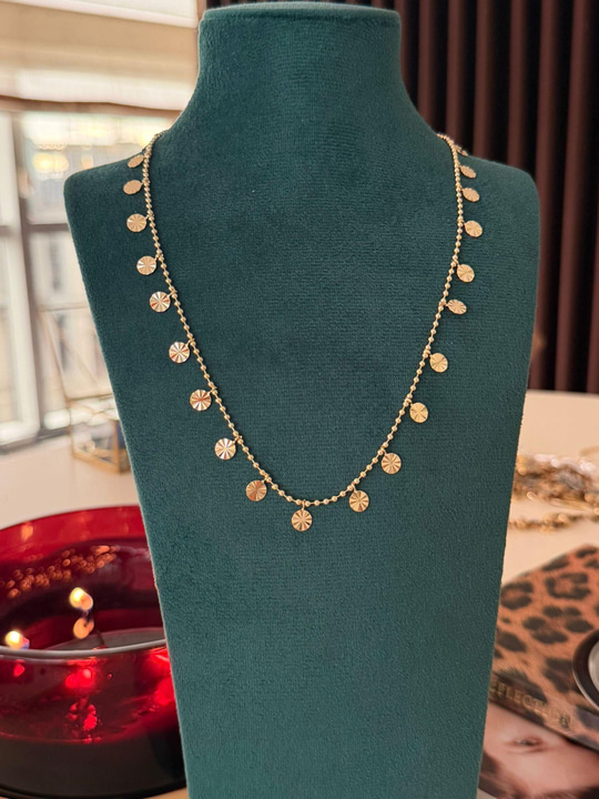 Orijinal Model , 14K Kaplama , Pul Sallantılı Kolye