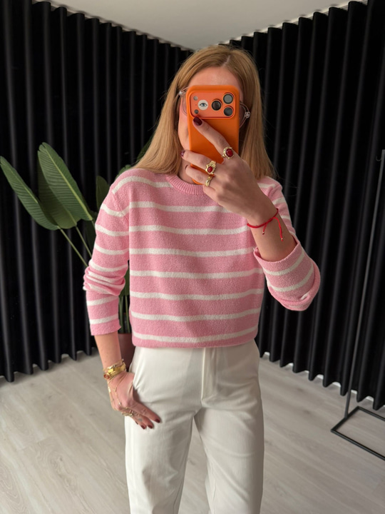 Ekru Çizgili , Pembe Merserize