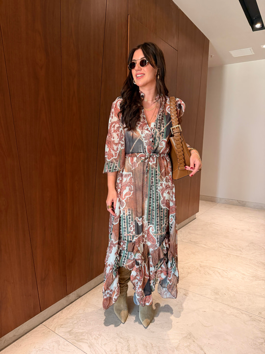 Orijinal Model , Şal Desenli , Astarlı Şifon Elbise