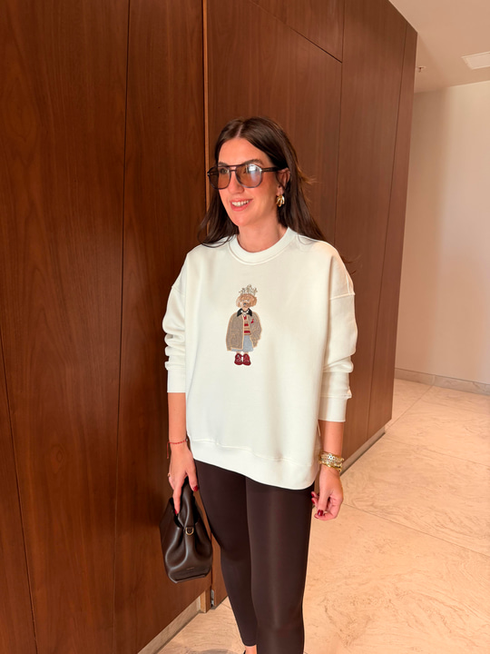 Orijinal Marka , Önü Taş İşlemeli Figürlü , Ekru , Sweatshirt