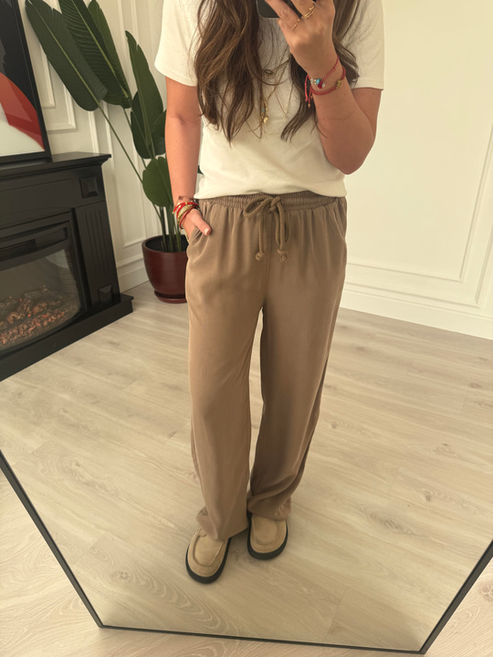 Vizon, Beli Lastikli, Gabardin Tencel Premium Palazzo Pantolon