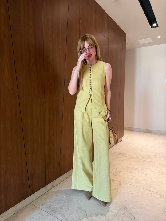 Orijinal Model , Sık Düğmeli , Yağ Yeşili , Premium Keten Takım