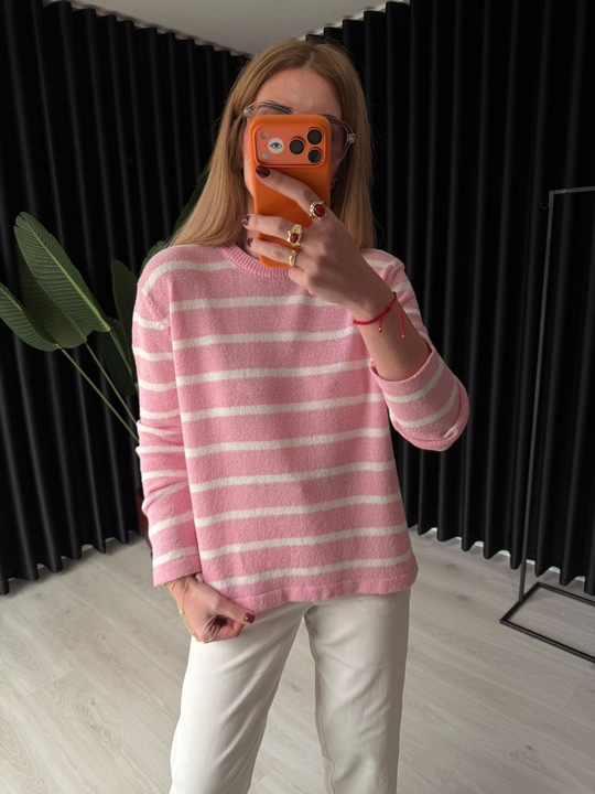 Ekru Çizgili , Pembe Merserize