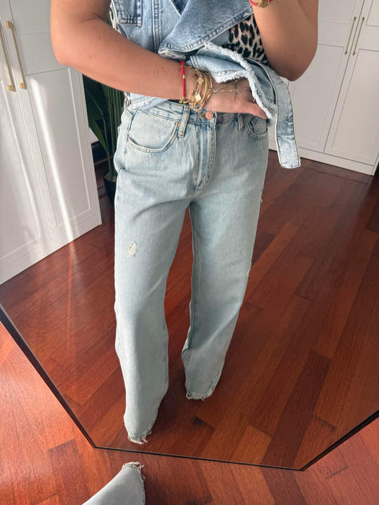 Açık Mavi , Premium , Palazzo Jean Pantolon