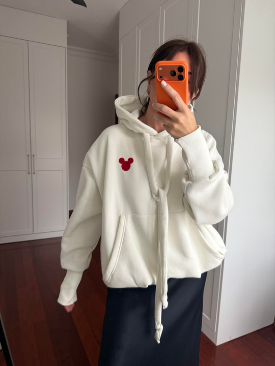 Premium Seri Mickey Logolu Beyaz Sweatshirt