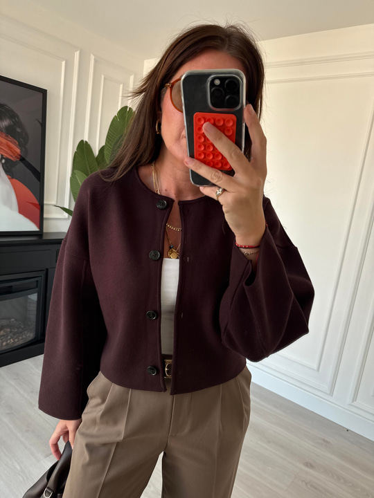 Std Beden , Premium Kalite , Acı Kahve , Triko Ceket