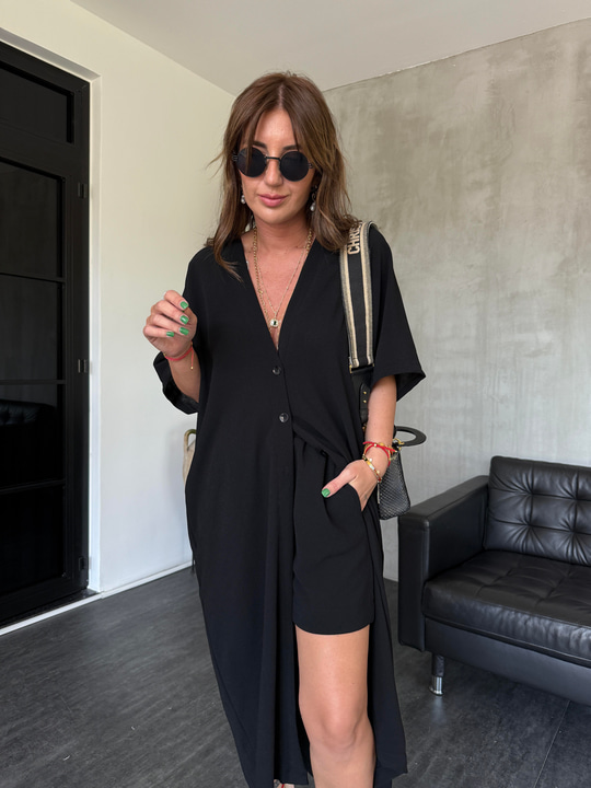 Orijinal Marka , Önden Düğmeli , Siyah Kimono