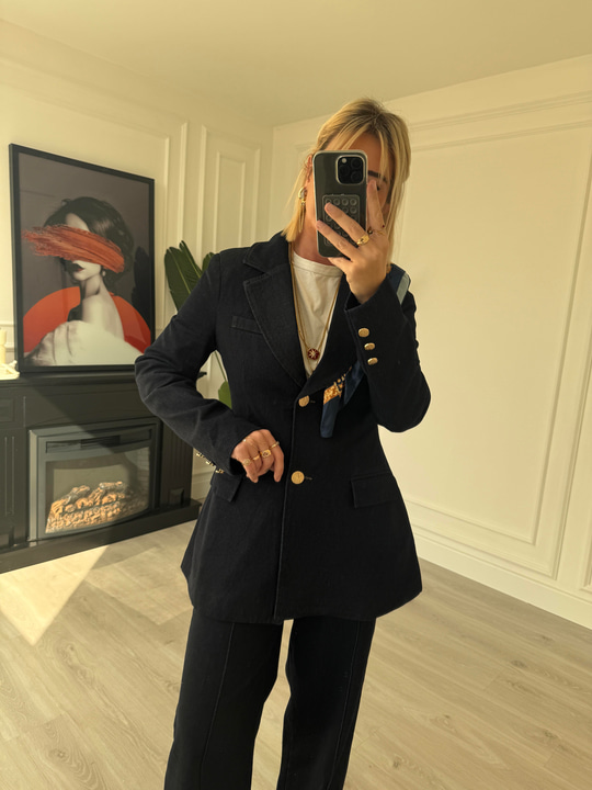 Gold Düğmeli , Belden Oturtmalı , Premium Jean Ceket