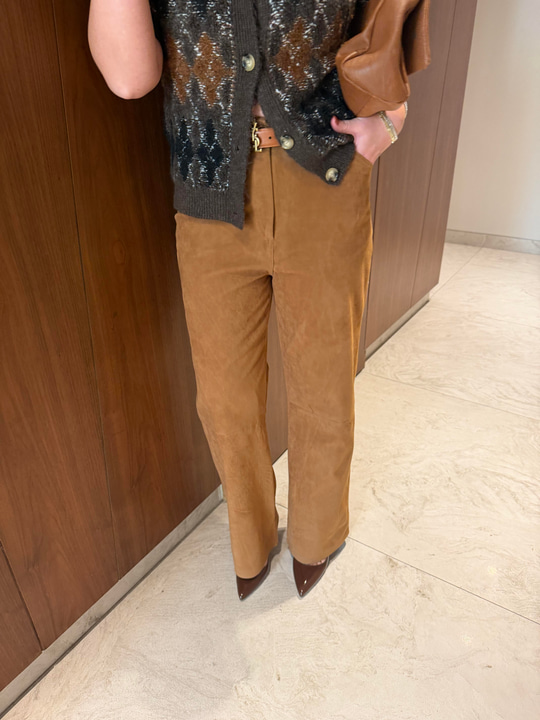 Premium , Camel , Süet Palazzo Pantolon