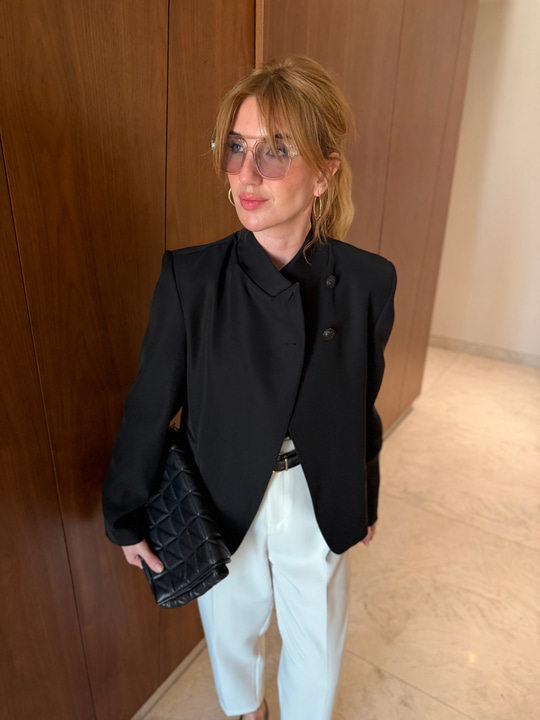 Orijinal Model , Çift Düğmeli , Siyah Blazer Hot Ceket