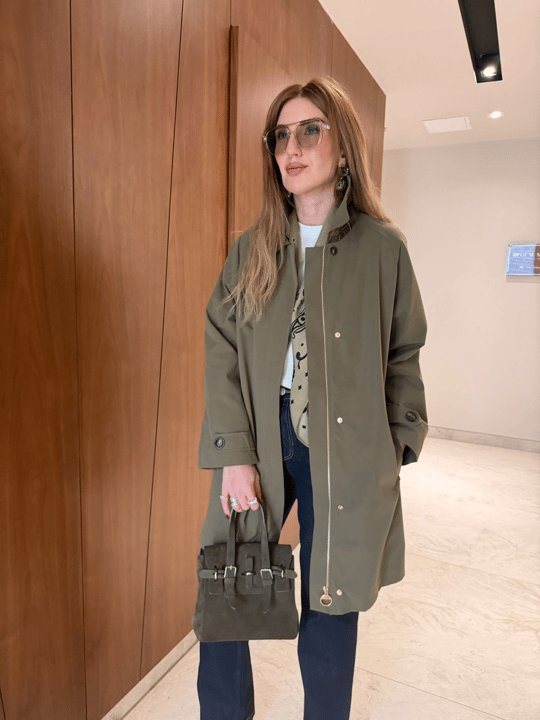 Yakası Ekoseli , Premium Haki Trençkot