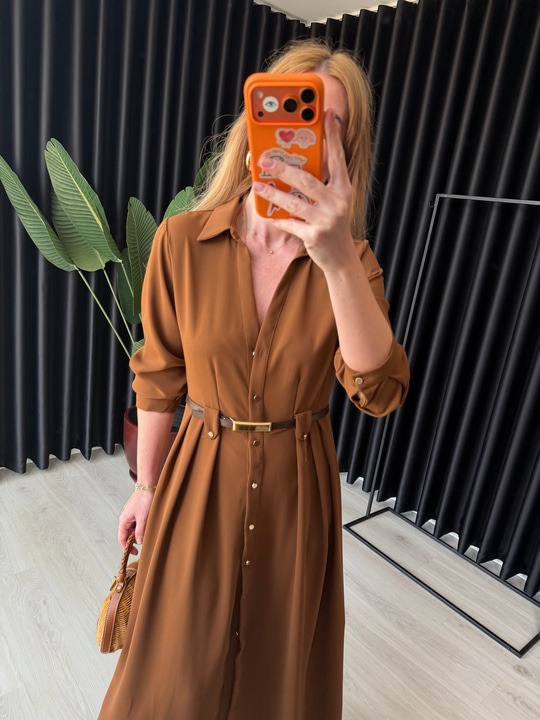 Orijinal Model , Double Krep Kumaş , Kemerli Tarçın Elbise