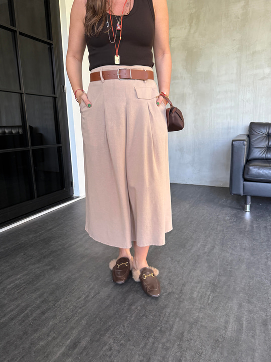 Taba Kemerli , %100 Pamuk , Camel Etek