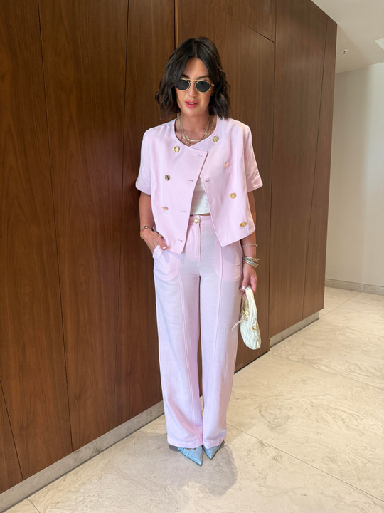 Orijinal Model , Gold Düğmeli , Ceket & Pantolon , Pembe Takım