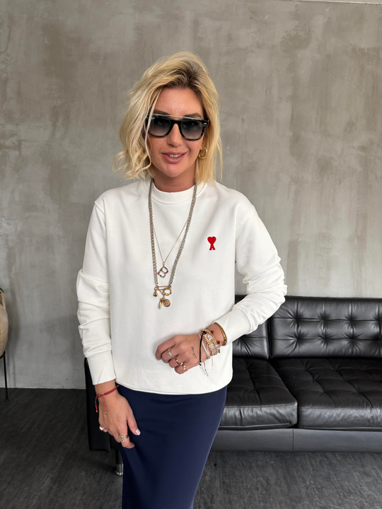 Orijinal Marka Logolu , Beyaz Sweatshirt