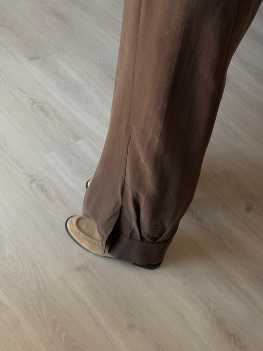 Acıkahve Premium Tok Tencel Kumaş, Paçası Düğme Detaylı Pantalon 