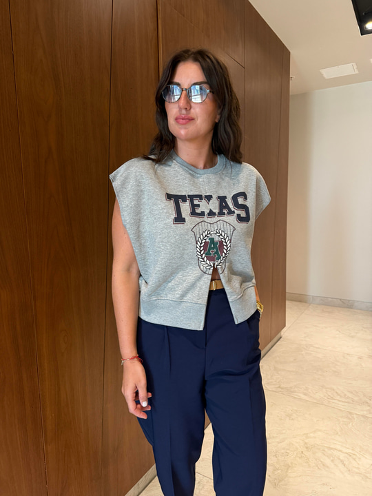 Önden Gizli Fermuarlı , Kısa Kol , Yazılı Sweat