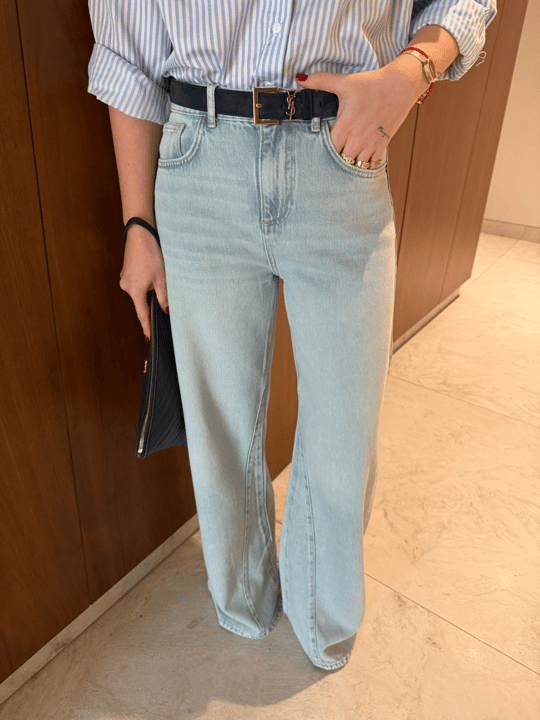 Orijinal Marka , Buz Mavisi , Paça Detaylı , Tencel Jean